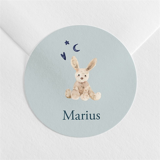 Sticker naissance mon lapin en peluche