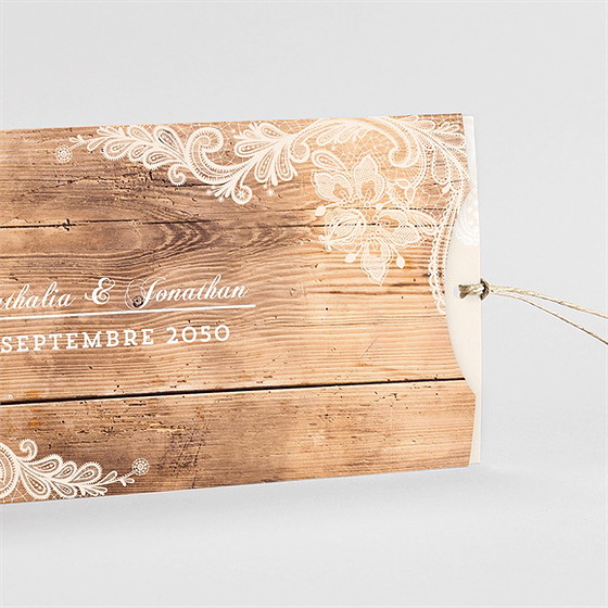Faire-part mariage boisé pochette duo