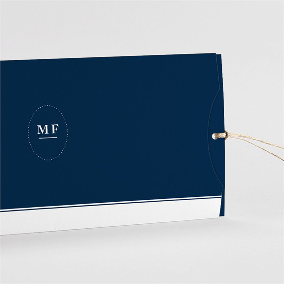 Faire-part mariage Bleu romantique pochette duo réf.N85116