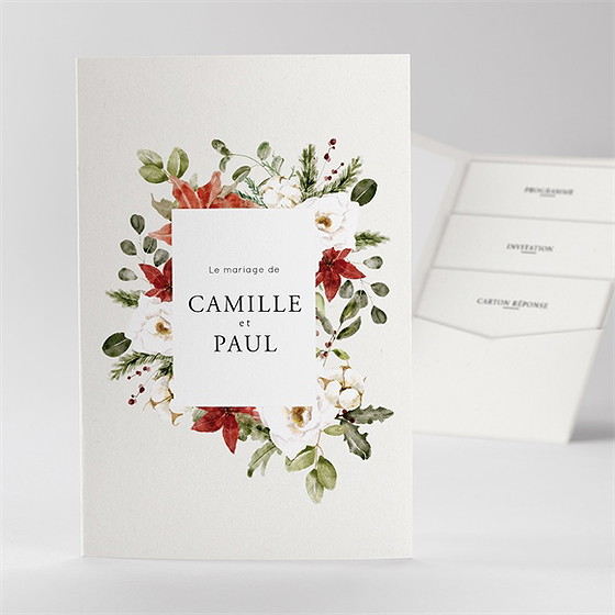 Faire-part mariage fleurs d'hiver