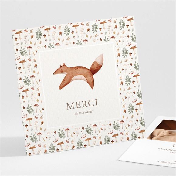Remerciement naissance Renard automne réf.N301505