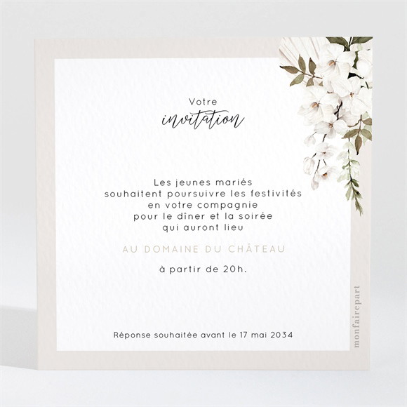 Carton d'invitation mariage Orchidées réf.N3002004