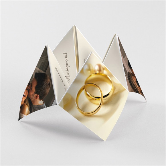 Faire-part mariage Alliances fond crème cocotte réf.N330119