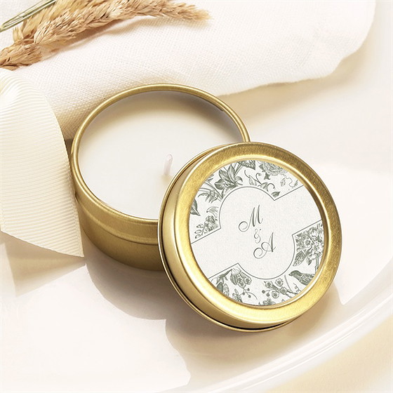 Bougie mariage romance or