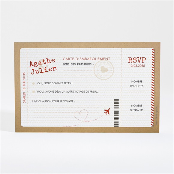 Carton réponse mariage Passeport Vintage réf.N16005