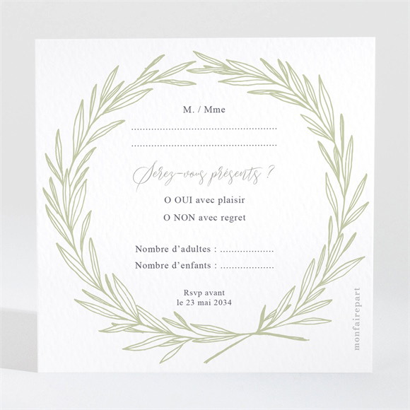 Carton réponse mariage Tendre Elegance réf.N3002005