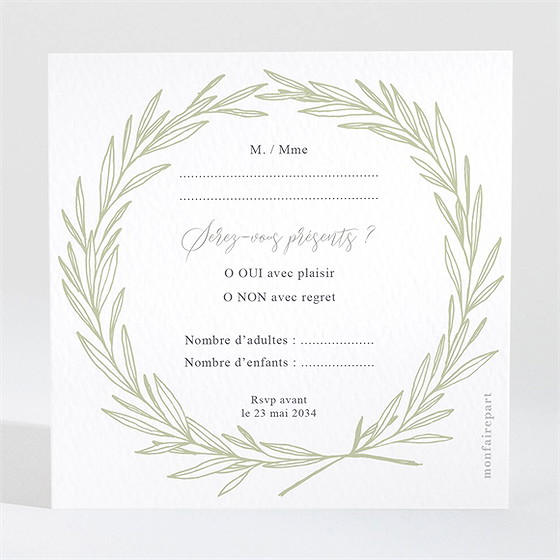 Carton réponse mariage tendre elegance
