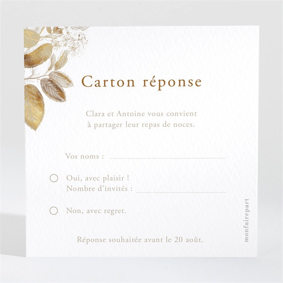 Carton réponse mariage Délicatesse végétale réf.N3002008
