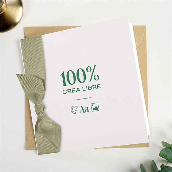 Faire-part mariage création vierge pliée ruban