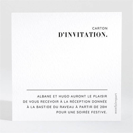 Carton d'invitation mariage annonce minimaliste
