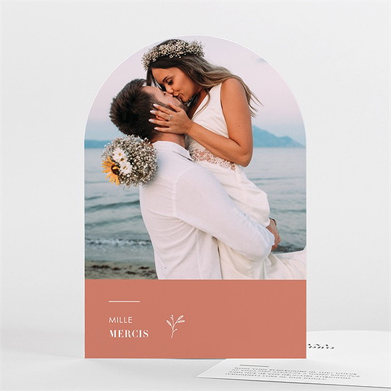 Remerciement mariage terracotta initiales