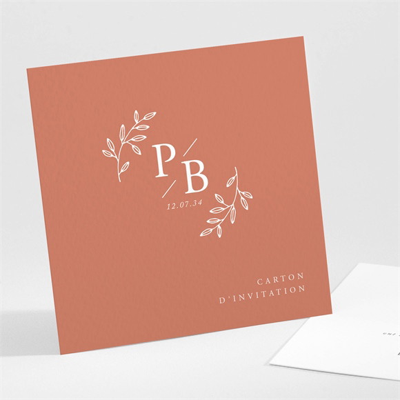 Carton d'invitation mariage Douce Terracotta réf.N301527