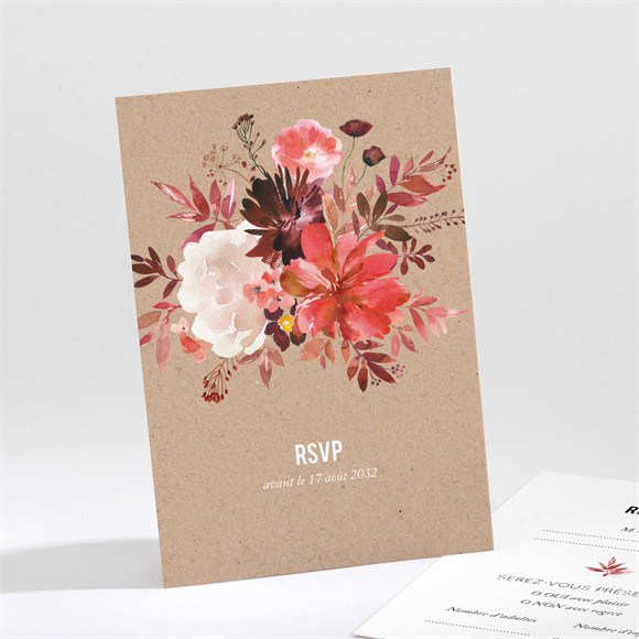 Carton réponse mariage Floral réf.N211629