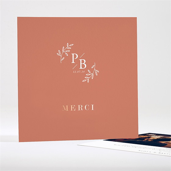 Remerciement mariage douce terracotta dorure