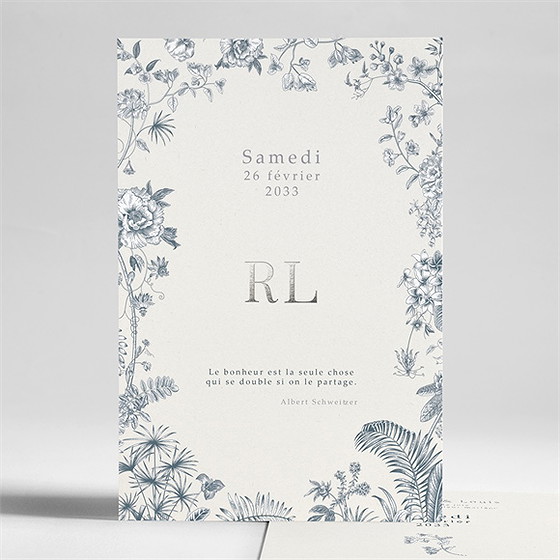 Faire-part mariage tropiques initiales