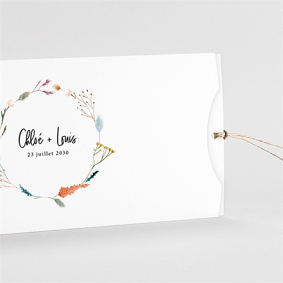 Faire-part mariage art champêtre pochette duo