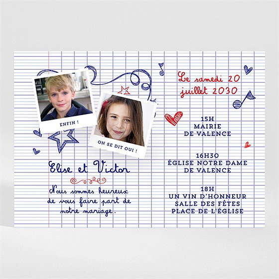 Faire-part mariage les écoliers magnet