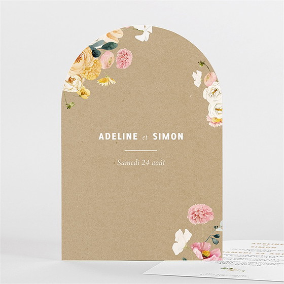 Faire-part mariage champêtre et poésie arche