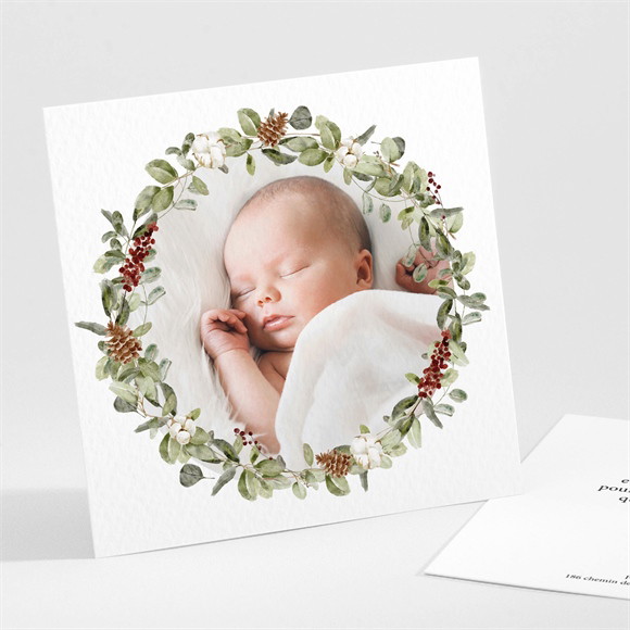 Remerciement naissance Oiseau d'hiver réf.N301542