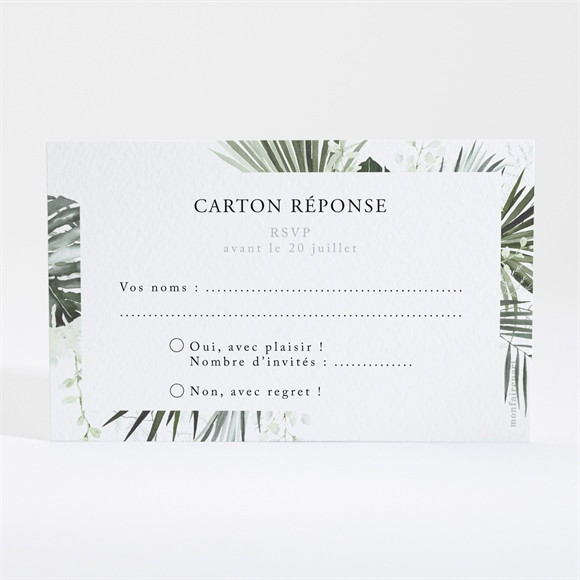 Carton réponse mariage Tropical réf.N16007