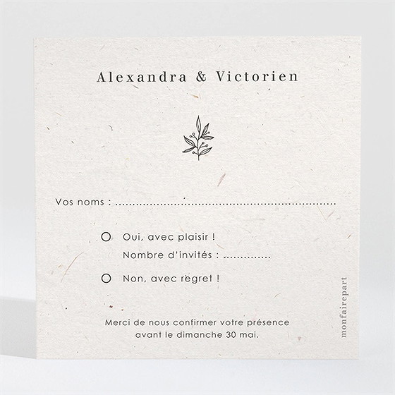 Carton réponse mariage capsule champetre