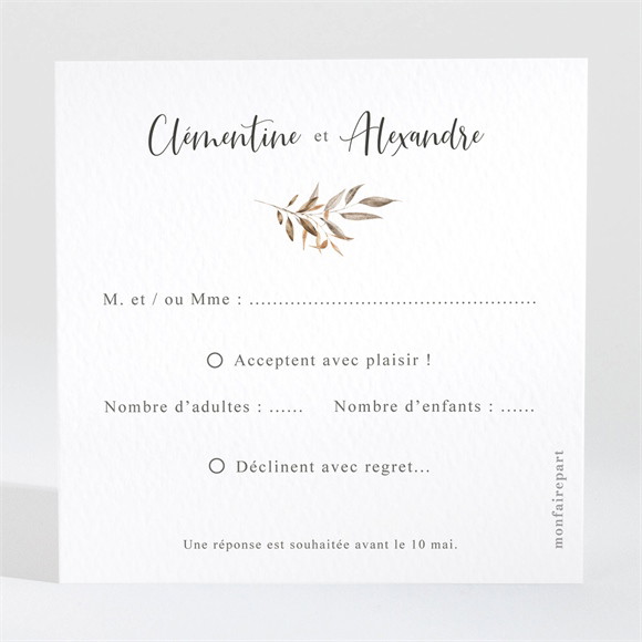 Carton réponse mariage Virevoltant réf.N3002033
