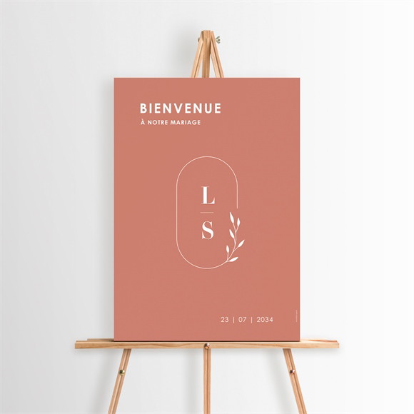 Panneau bienvenue Terracotta initiales réf.N260212