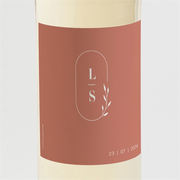 Etiquette de bouteille mariage Terracotta initiales réf.N3002032
