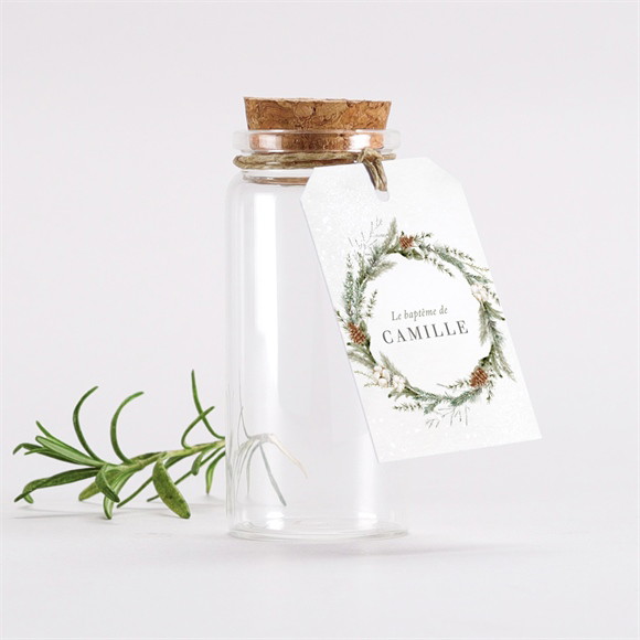 Mignonette baptême L'hiver étiquette réf.N291721