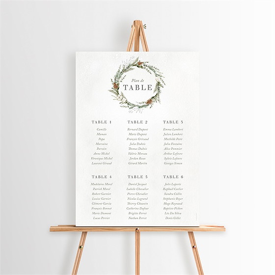 Plan de table baptême l'hiver