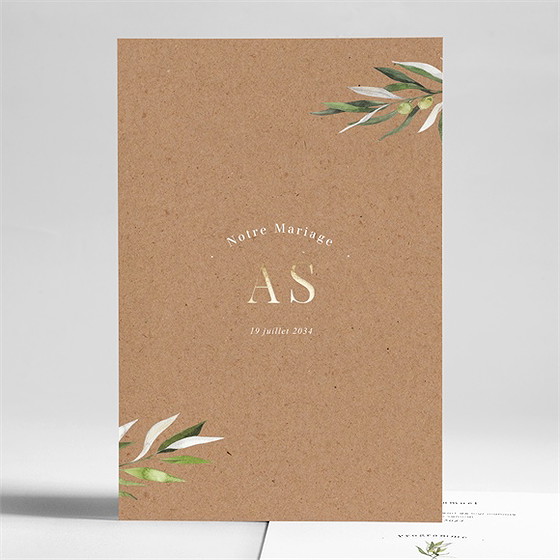 Faire-part mariage provençal portrait dorure