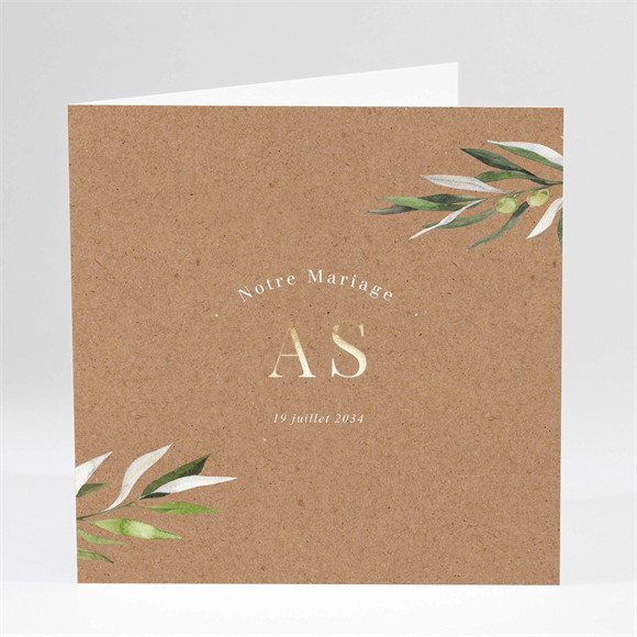 Faire-part mariage Provençal plié dorure réf.N461111