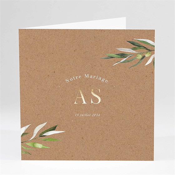 Faire-part mariage provençal plié dorure