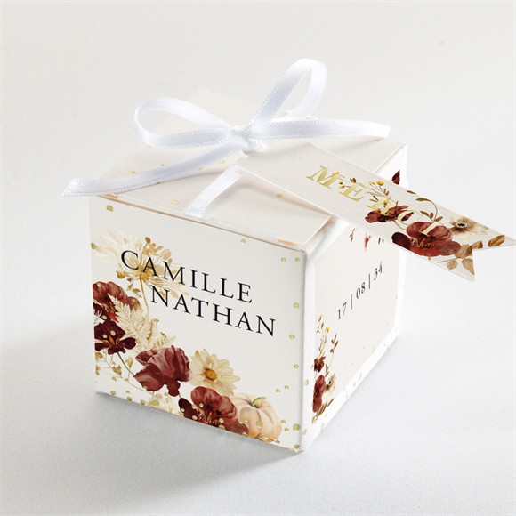 Boîte de dragées mariage En automne dorure réf.N340667