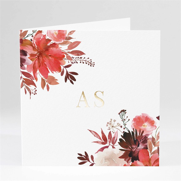 Faire-part mariage Bordeaux plié dorure réf.N461112