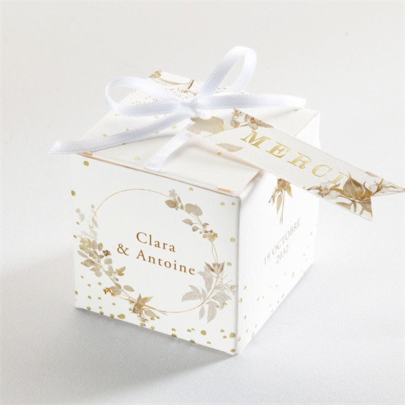 Boîte de dragées mariage Délicatesse végétale dorure réf.N340679