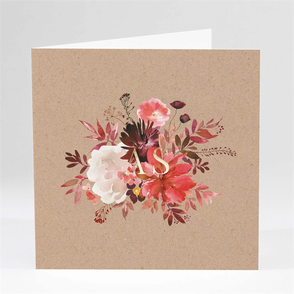 Faire-part mariage Floral plié dorure réf.N461116