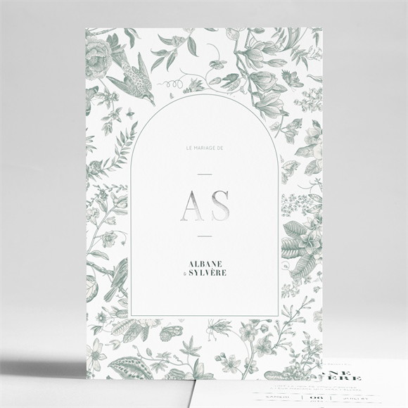 Faire-part mariage Sculpture portrait dorure réf.N241283