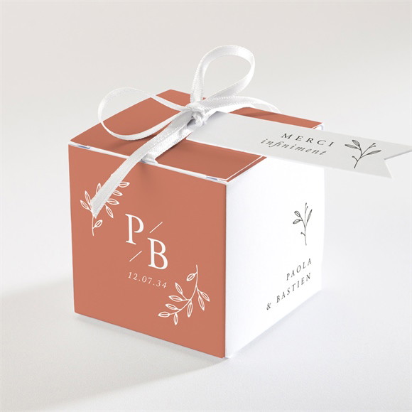 Boîte de dragées mariage Douce Terracotta réf.N340688