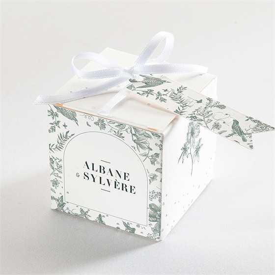 Boîte de dragées mariage sculpture argentée