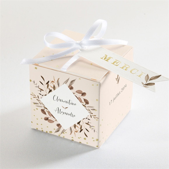 Boîte de dragées mariage Virevoltant dorure réf.N340690