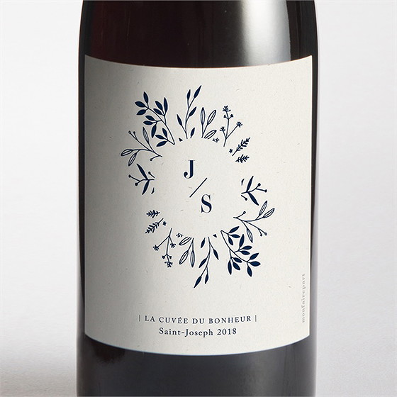 Etiquette de bouteille mariage notre idylle