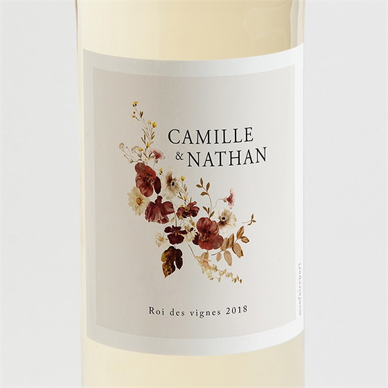 Etiquette de bouteille mariage en automne