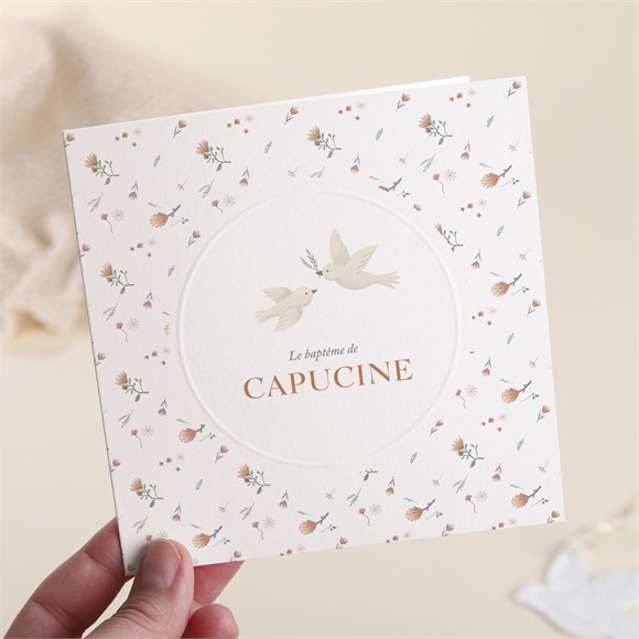 Faire-part de baptême Douces colombes réf.N451581