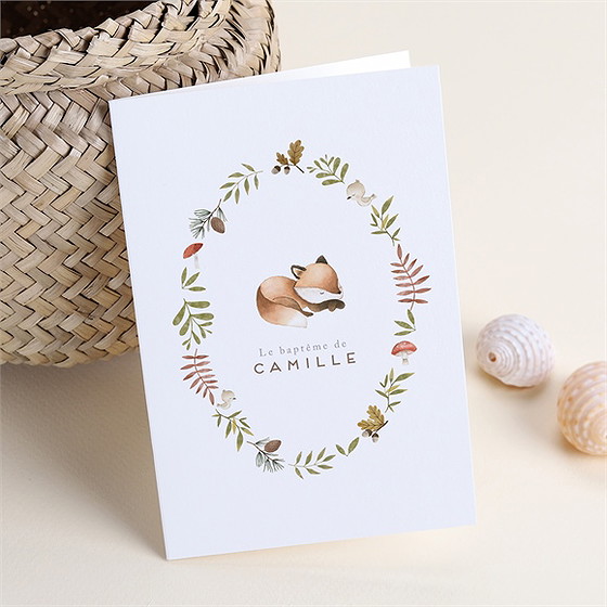 Faire-part de baptême renardeau