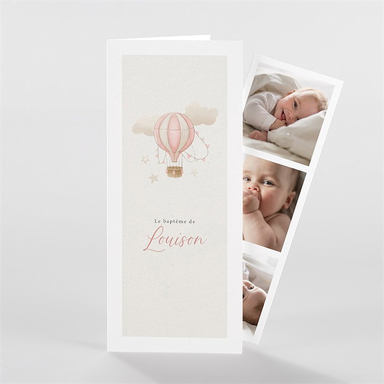 Faire-part de baptême la montgolfière