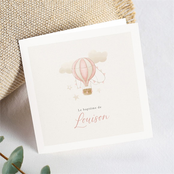 Faire-part de baptême La montgolfière plié réf.N451582