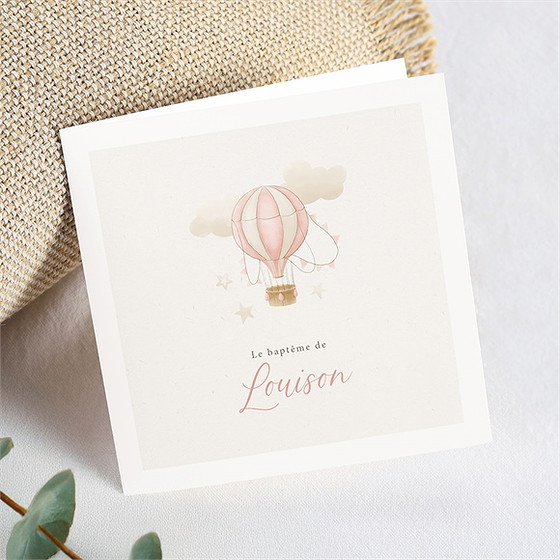 Faire-part de baptême la montgolfière plié