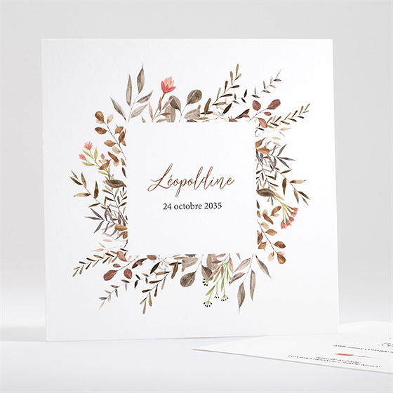 Faire-part naissance jolies fleurs séchées