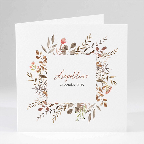 Faire-part naissance Fleurs sechees plié réf.N451584